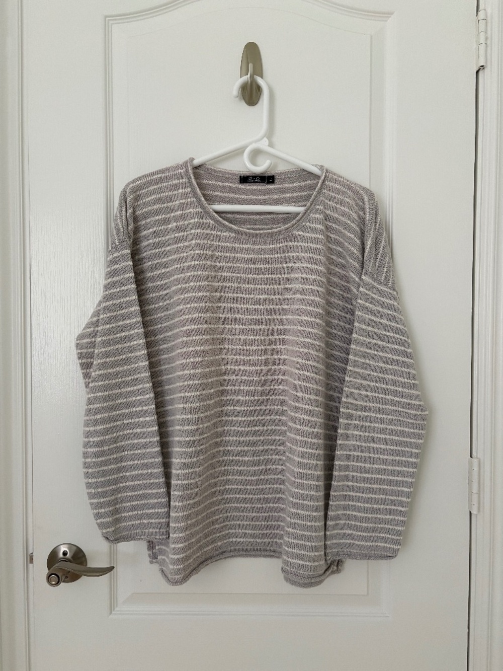 🩵 G&C United Knitwear Striped Cotton Knit Sweater L Coastal